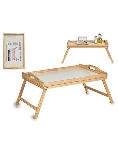 TU TENDENCIA ÚNICA Mesa Desayuno de Madera Plegable con Asas. Bandeja de Cama para Disfrutar de tus Desayunos. Mesa para Ordenador Portátil