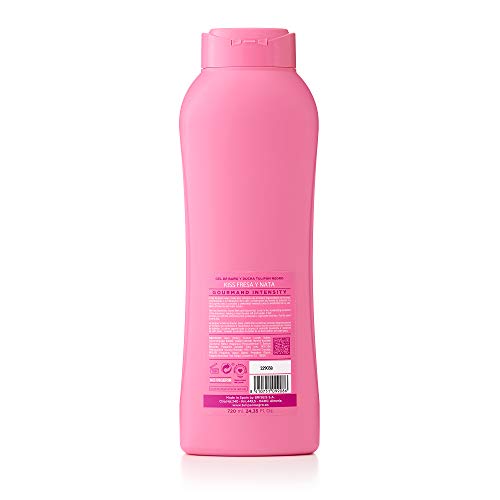 Tulipán Negro Gel de Baño Fresa y Nata, Rosa, Dulce, 720 Mililitros