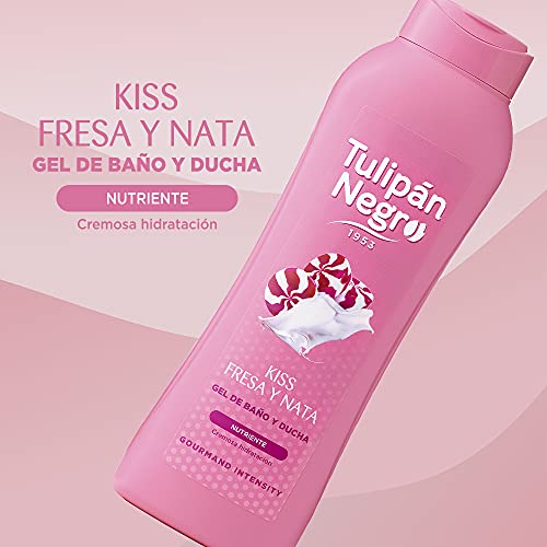 Tulipán Negro Gel de Baño Fresa y Nata, Rosa, Dulce, 720 Mililitros