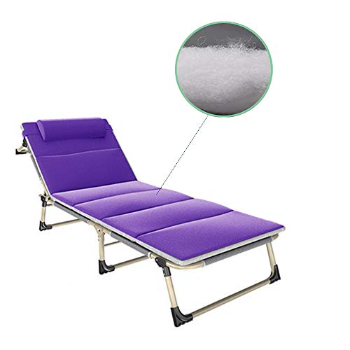 Tumbona Playa Plegable Tumbona Jardin Exterior Silla Ligera Tumbona inclinable Tumbona Jardin Exterior para Camping Piscina Cama Extra Ancha (Morado con Cojin)