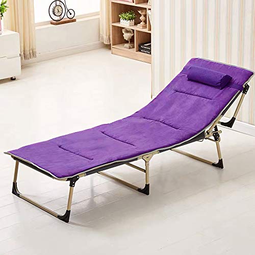 Tumbona Playa Plegable Tumbona Jardin Exterior Silla Ligera Tumbona inclinable Tumbona Jardin Exterior para Camping Piscina Cama Extra Ancha (Morado con Cojin)