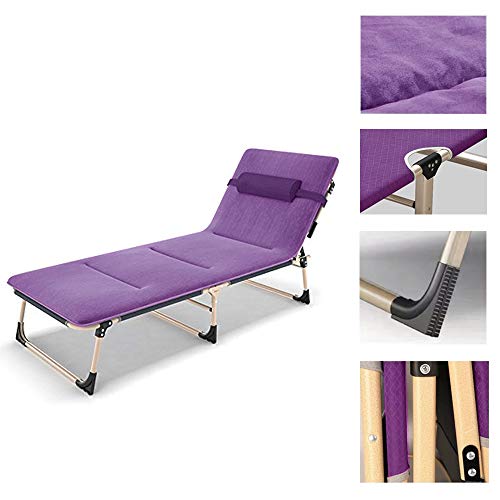 Tumbona Playa Plegable Tumbona Jardin Exterior Silla Ligera Tumbona inclinable Tumbona Jardin Exterior para Camping Piscina Cama Extra Ancha (Morado con Cojin)