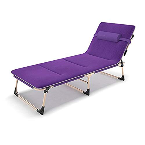 Tumbona Playa Plegable Tumbona Jardin Exterior Silla Ligera Tumbona inclinable Tumbona Jardin Exterior para Camping Piscina Cama Extra Ancha (Morado con Cojin)