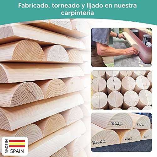 TWR ONLY WOOD Tronco PROPIOCEPCION Madera con Medidas Oficiales (49.5 x 17 x 7.5 cm) Tronco eutonía para Suelo pélvico. Woodroller para hipopresivos, Pilates Yoga .Tronco 5p