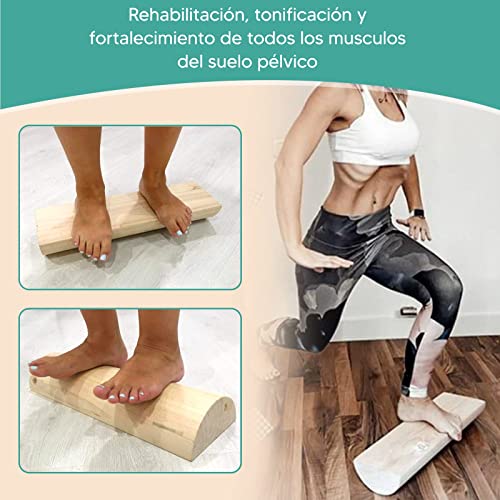 TWR ONLY WOOD Tronco PROPIOCEPCION Madera con Medidas Oficiales (49.5 x 17 x 7.5 cm) Tronco eutonía para Suelo pélvico. Woodroller para hipopresivos, Pilates Yoga .Tronco 5p