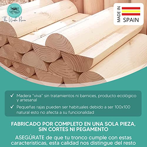 TWR ONLY WOOD Tronco PROPIOCEPCION Madera con Medidas Oficiales (49.5 x 17 x 7.5 cm) Tronco eutonía para Suelo pélvico. Woodroller para hipopresivos, Pilates Yoga .Tronco 5p