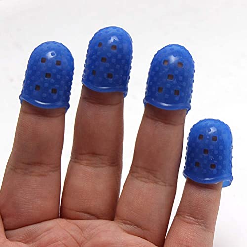 TYUXINSD Hermosa 4 Guitarra Silicone Dedo Protector Mano Izquierda Anti-Dolor Cuna Proteger la Almohadilla Izquierda Free 3 Picks (Size : Finger Protector Blue Medium)