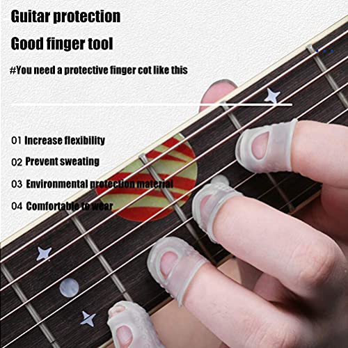 TYUXINSD Hermosa Condones de los Dedos para la Guitarra Mano Izquierda Anti-Dolor Cuna Ukelele Protectora Finger Almohadilla de Alivio Guantes de Alivio (Size : Finger Protector Small)