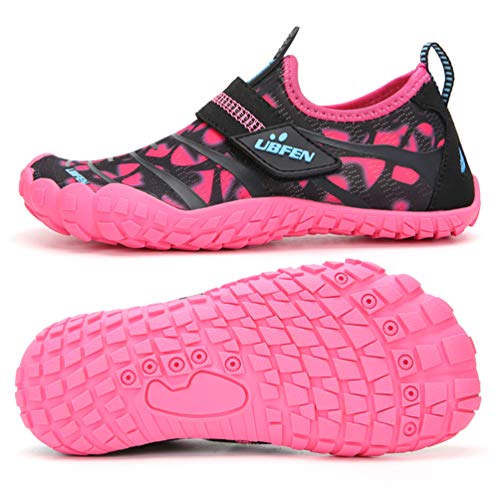 UBFEN Zapatos de Agua Niño Niña Secado Rápido Zapatillas de Playa de Verano Deportes Acuáticos Escarpines Natación Buceo Surf Antideslizante Transpirable 34 Rosa