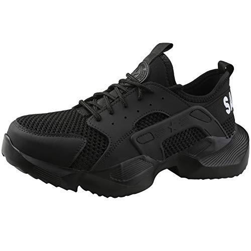 UCAYALI Zapatos de Seguridad Hombre Verano Zapatillas para Trabajar Ligeros Calzado de Seguridad Comodos con Punta de Acero Transpirables Deportivas de Seguridad(024 Negro, 44 EU)