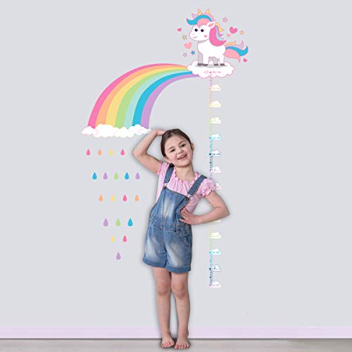 ufengke Altura Pegatinas de Pared Unicornio Arco Iris Vinilos Adhesivas Pared Nube Gota de Agua para Dormitorio Habitación Infantiles Niñas Sala de Estar