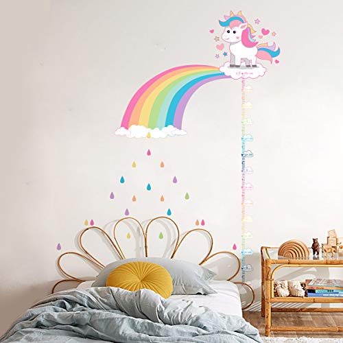 ufengke Altura Pegatinas de Pared Unicornio Arco Iris Vinilos Adhesivas Pared Nube Gota de Agua para Dormitorio Habitación Infantiles Niñas Sala de Estar