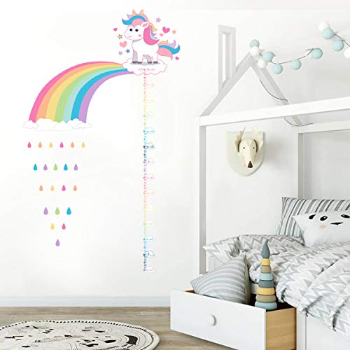 ufengke Altura Pegatinas de Pared Unicornio Arco Iris Vinilos Adhesivas Pared Nube Gota de Agua para Dormitorio Habitación Infantiles Niñas Sala de Estar