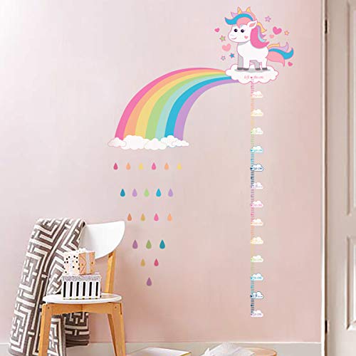 ufengke Altura Pegatinas de Pared Unicornio Arco Iris Vinilos Adhesivas Pared Nube Gota de Agua para Dormitorio Habitación Infantiles Niñas Sala de Estar