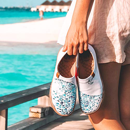 UIN Pacific Time Zapatillas de Deporte cómodas para Mujer para Viajes de Pescado Zapatos para Caminar Pintados de Moda Zapatos sin Cordones de Lona Azul