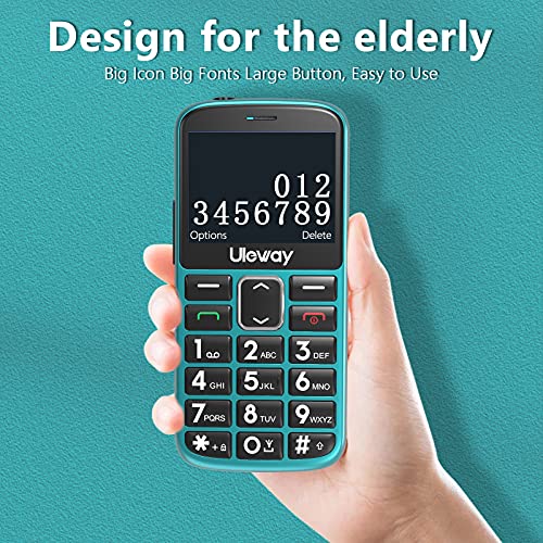 Uleway gsm Teléfono Móvil para Mayores con Teclas Grandes Telefonos Basicos Fácil de Usar Celular para Ancianos Doble SIM Móvil Simple con Botón SOS, Cámara, Linterna (Verde)