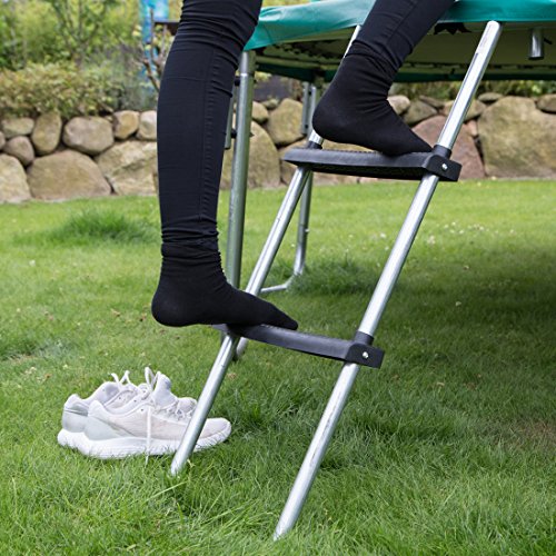 Ultrasport Escalera para cama elástica, escalera estable con 2 escalones antideslizantes, escalera de acero para colgar, accesorio compatible con trampolines con altura de entrada hasta 70 cm