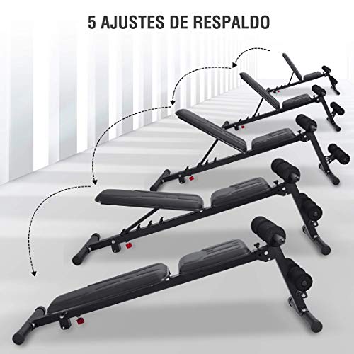 Ultrasport musculación Plegable multifunción TR-5 All in One 9-1, Acolchado cómodo, Respaldo Regulable, se Puede Usar como Banco Plano, Adecuado para Principiantes y Profesionales, Unisex Adulto