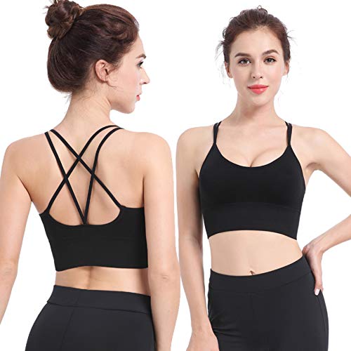 UMIPUBO Sujetador de Camisola para Mujer Sujetador de Tubo de Cuello V Banda Bralette sin Costuras Sujetador de Dormir Sujetador Deportivo Ropa Interior con Tirantes Elásticos (Negro, S)