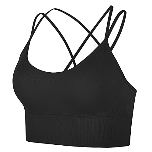 UMIPUBO Sujetador de Camisola para Mujer Sujetador de Tubo de Cuello V Banda Bralette sin Costuras Sujetador de Dormir Sujetador Deportivo Ropa Interior con Tirantes Elásticos (Negro, S)