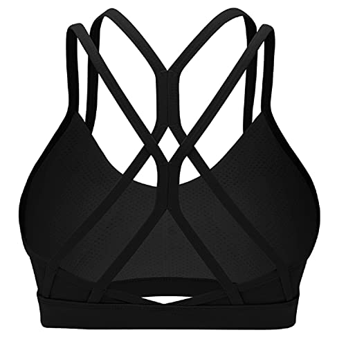 UMIPUBO Sujetador Deportivo para Mujer con Espalda Cruzada Sujetador para Correr sin Costuras Sujetador para Dormir (Negro, L)