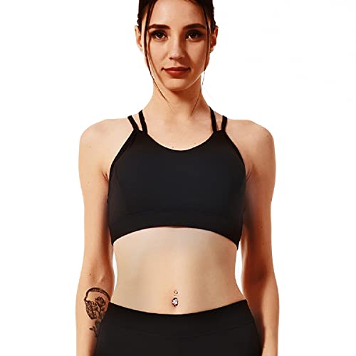 UMIPUBO Sujetador Deportivo para Mujer con Espalda Cruzada Sujetador para Correr sin Costuras Sujetador para Dormir (Negro, L)