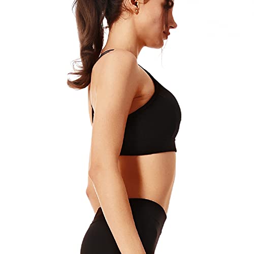 UMIPUBO Sujetador Deportivo para Mujer con Espalda Cruzada Sujetador para Correr sin Costuras Sujetador para Dormir (Negro, L)