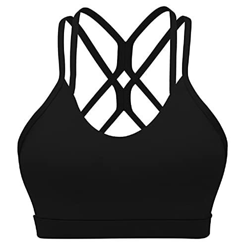 UMIPUBO Sujetador Deportivo para Mujer con Espalda Cruzada Sujetador para Correr sin Costuras Sujetador para Dormir (Negro, L)