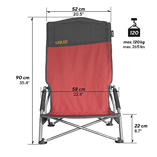 Uquip Sandy XL - Silla Plegable con Respaldo Alto, Tumbona para Exteriores, máxima 120 kg, Rojo