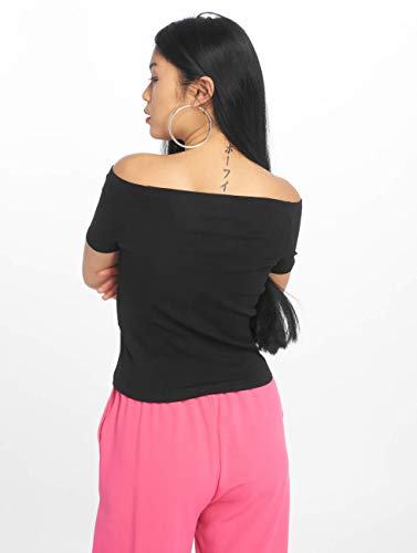 Urban Classics Ladies Off Shoulder Rib tee Camiseta, Negro, M para Mujer