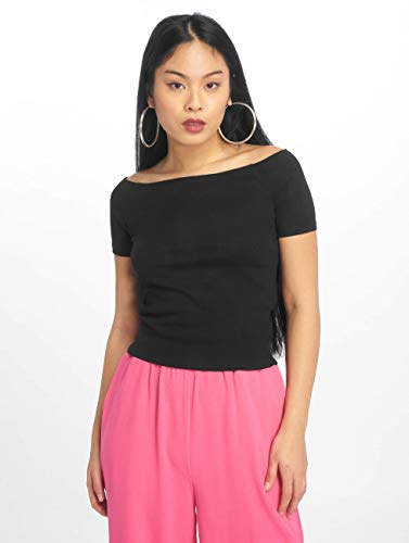 Urban Classics Ladies Off Shoulder Rib tee Camiseta, Negro, M para Mujer