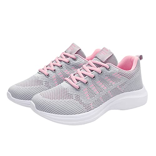 URIBAKY - Zapatillas de deporte con cordones de aire libre para mujer, transpirables, transpirables, de malla al aire libre y con cordones, gris, 41 EU