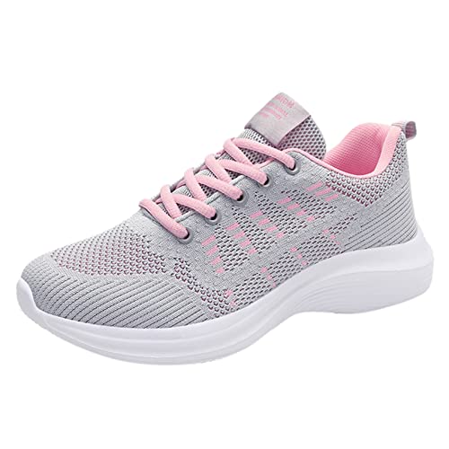 URIBAKY - Zapatillas de deporte con cordones de aire libre para mujer, transpirables, transpirables, de malla al aire libre y con cordones, gris, 41 EU