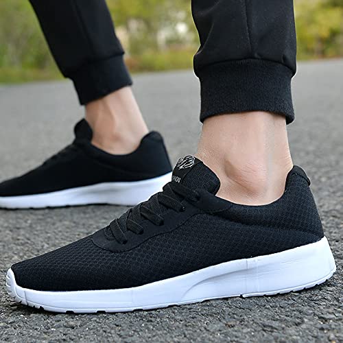 URIBAKY - Zapatillas de deporte para hombre y mujer, de moda, de malla, transpirables, con cordones, Negro , 42 EU