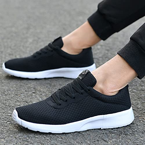 URIBAKY - Zapatillas de deporte para hombre y mujer, de moda, de malla, transpirables, con cordones, Negro , 42 EU