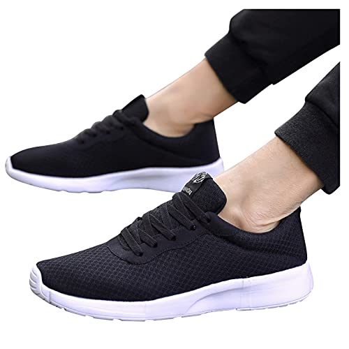 URIBAKY - Zapatillas de deporte para hombre y mujer, de moda, de malla, transpirables, con cordones, Negro , 42 EU