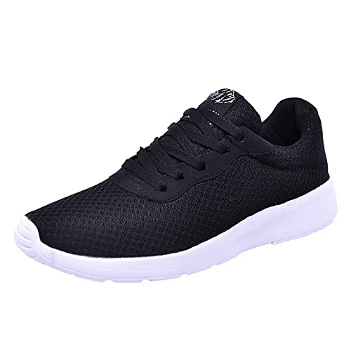 URIBAKY - Zapatillas de deporte para hombre y mujer, de moda, de malla, transpirables, con cordones, Negro , 42 EU