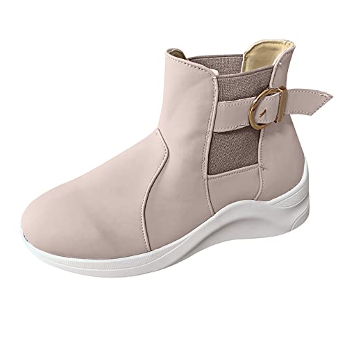 URIBAKY - Zapatillas de moda para mujer, con fondo plano, con suela de malla, zapatillas de running informales, zapatillas de running para correr, deportes al aire libre, tenis, beige, 42 EU