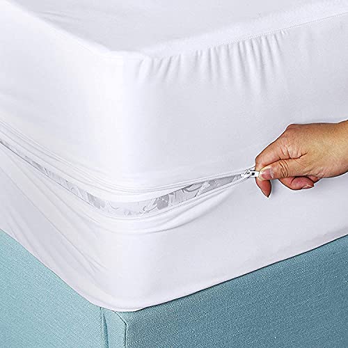 Utopia Bedding Impermeable Funda De Colchón 150 x 200 x 30 cm con Cremallera, Protector De Colchón a Prueba De Chinches Y Ácaros