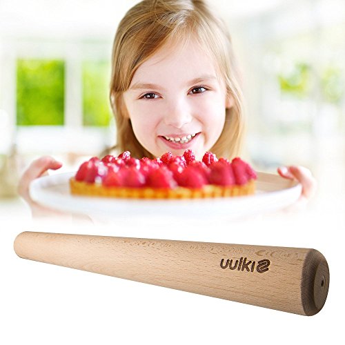 Uulki Rodillo de amasar de cocina en Madera de haya Ecológico - Artesanía tradicional de Europa 4,5 cm diámetro (45 cm)