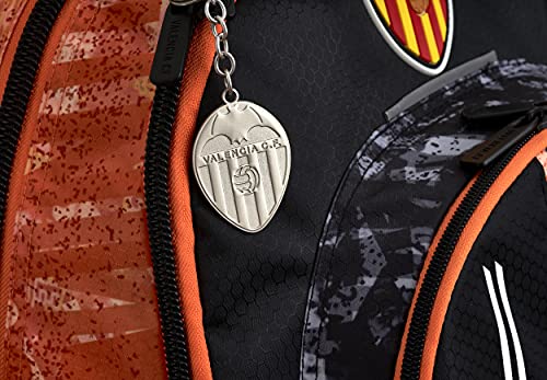 Valencia CF Mochila Escolar con Ruedas Juvenil Tres Compartimentos Doble Cremallera Carro Desmontable 34,5x44,5x23 cm Color Negro, Talla única