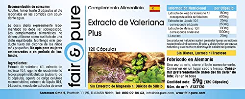 Valeriana Complex Plus - Extracto de Valeriana - Vegano - Con Lúpulo y Melisa - Puro - 120 Cápsulas