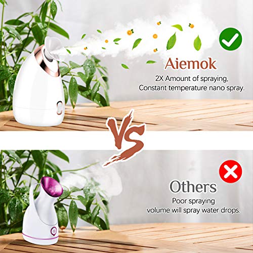 Vaporizador Facial, Aiemok Profesional Sauna Facial Vaporizador Spa Facial Vapor Térmico Nano Spray, Ionic Humidifier for Face Care, Piel Hidratante, Limpieza Profunda de Poros Facial Steamer