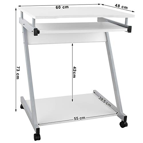 VASAGLE Escritorio de la Computadora Blanco Mesa de Ordenador en Forma de Z Escritorio para hogar o Oficina LCD811W