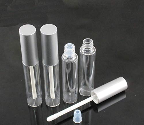 VASANA - 10 tubos de brillo de labios de 10 ml a granel con tapa de plata vacía de plástico para pintalabios de labios de plástico para muestras de lápiz labial