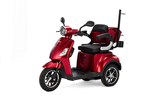 VELECO Scooter para discapacitados de 3 Ruedas Para Personas Mayores Minusvalido DRACO 25km/h (Rojo)