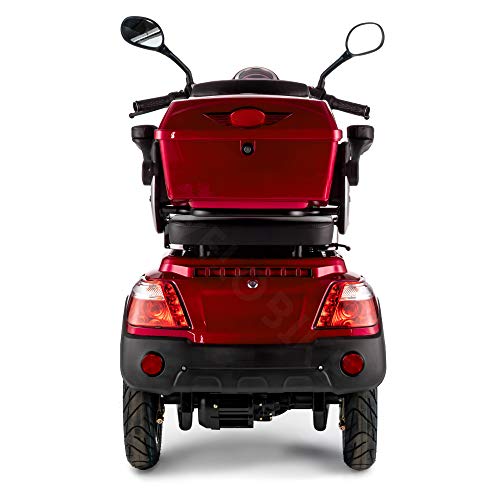 VELECO Scooter para discapacitados de 4 Ruedas Para Personas Mayores Minusvalido 1000W FASTER 25km/h (Rojo)