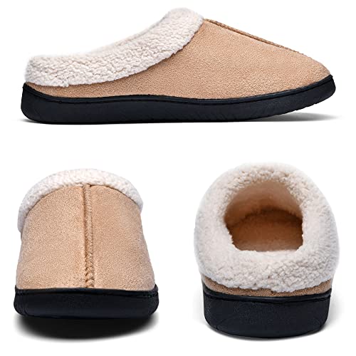 Veluckin Zapatillas de casa de Invierno para Hombres y Mujeres Calidez Antideslizante,Caqui,44/45EU