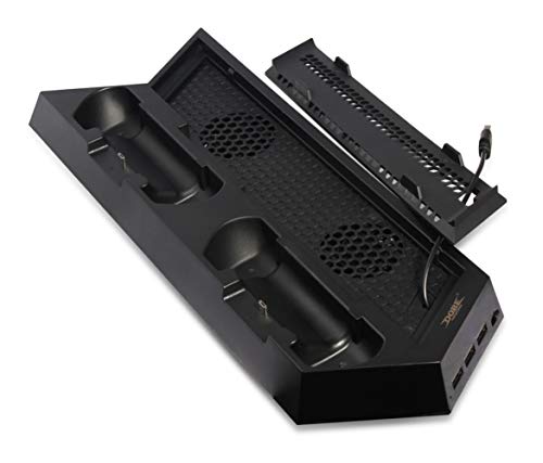 Ventilador de enfriamiento Delgado PS4 y PS4, Soporte Vertical para PS4 y PS4 Slim, Ventilador de enfriamiento con 3 Puertos de Cargador USB y HUB