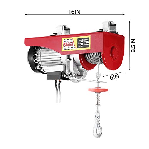 VEVOR 400KG/800KG Polipasto Eléctrico para Elevación, Cabestrante de Cable Eléctrico 12m, Guinche Electrico 220V para Motor, Herramientas de Taller o Suministros de Construcción